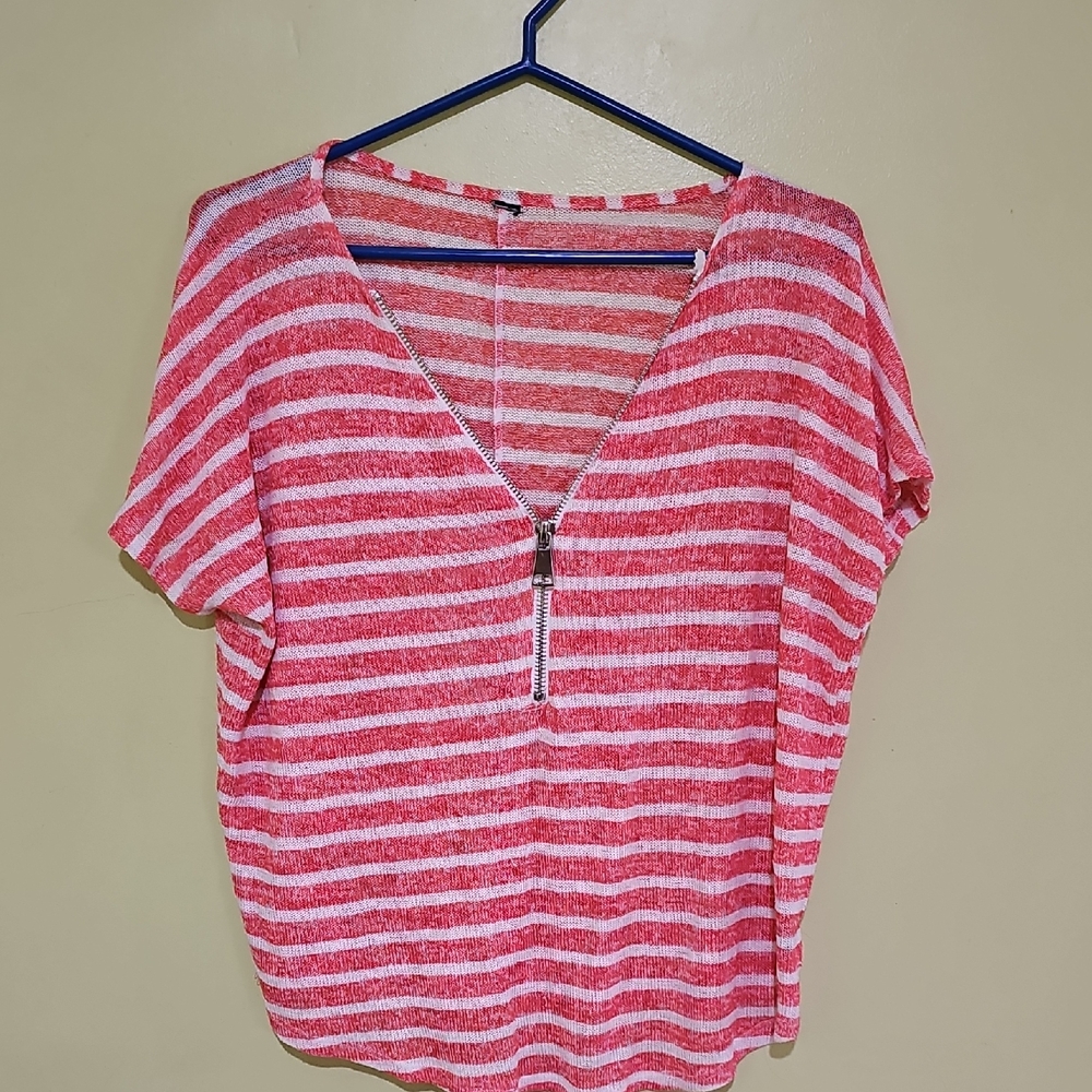 Striped Red and White Women's Top